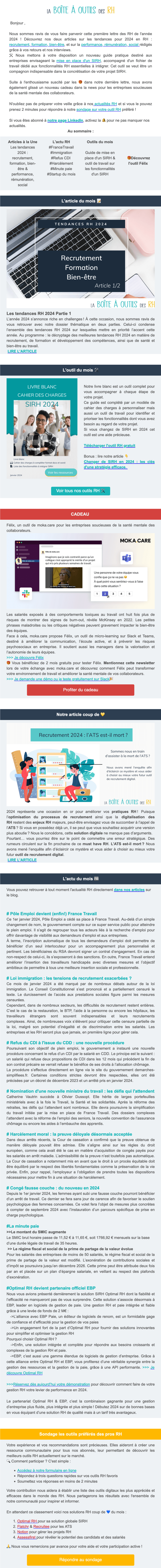 Newsletter La Boite à Outils des RH