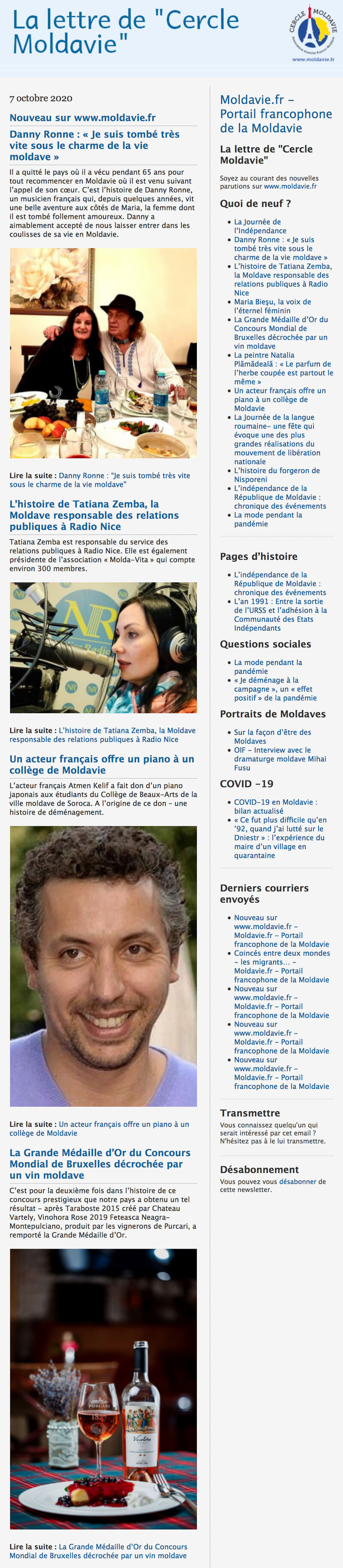 Newsletter Cercle Moldavie