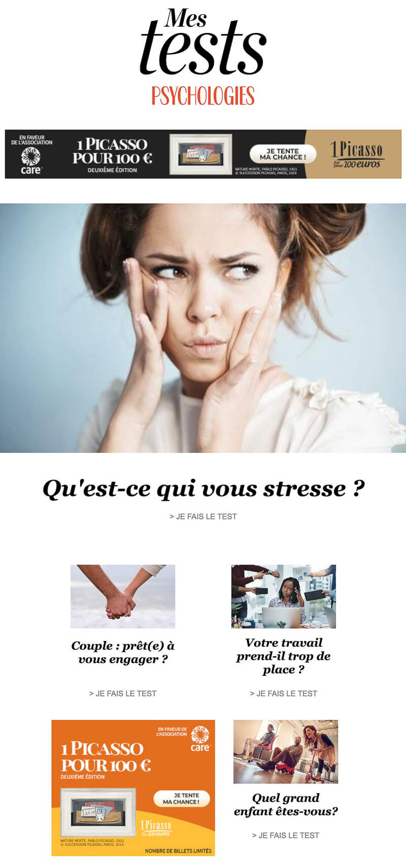 Newsletter Les tests de Psychologies