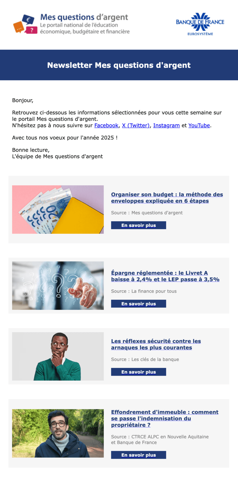 Newsletter Mes questions d'argent