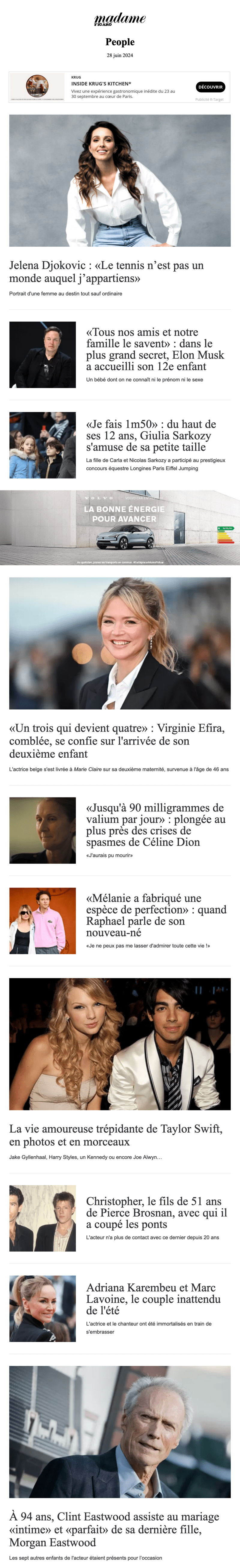Newsletter Le Figaro Madame - People