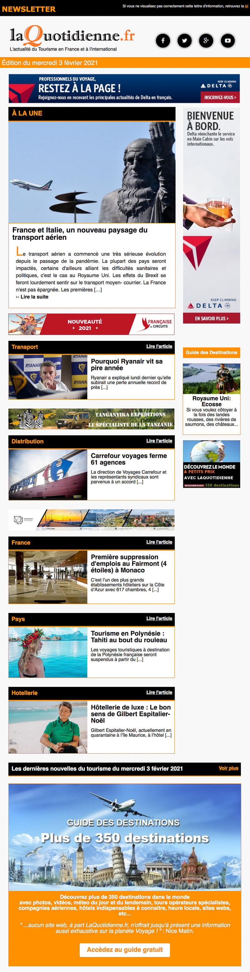 Newsletter La Quotidienne
