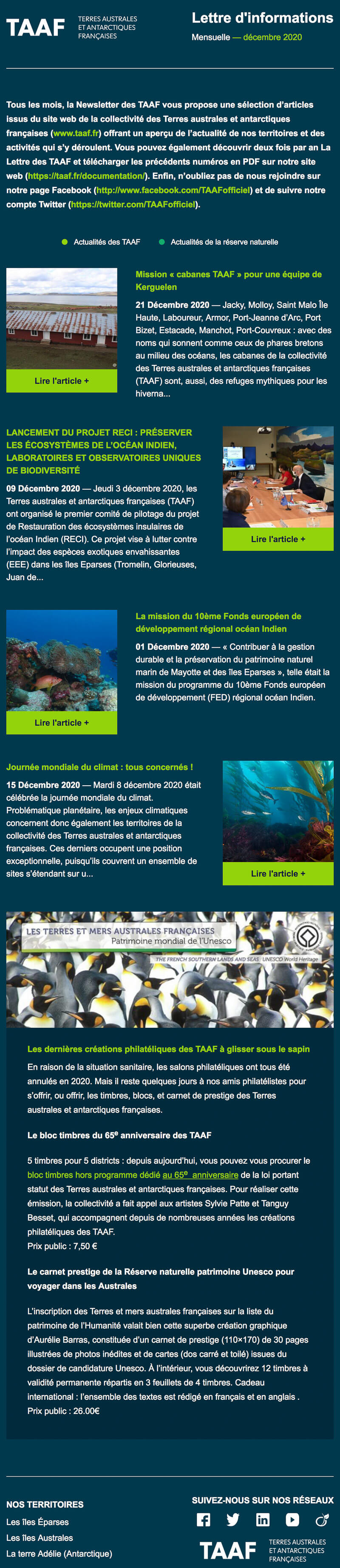 Newsletter Terres australes et antarctiques françaises