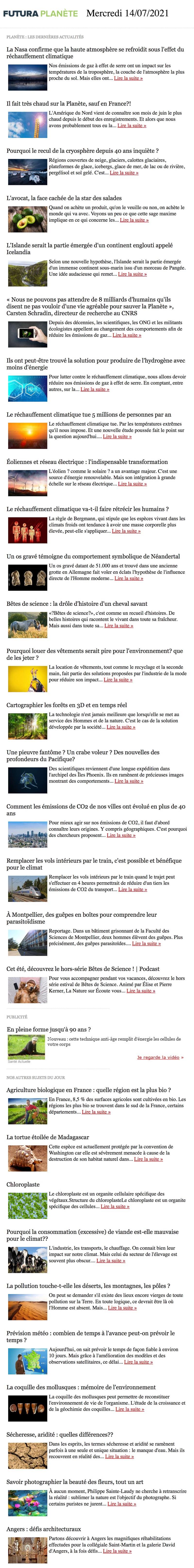 Newsletter Futura Planète