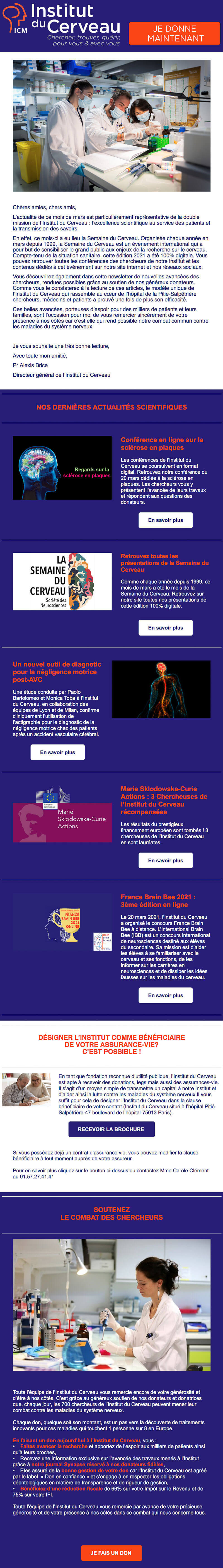 Newsletter Institut du Cerveau