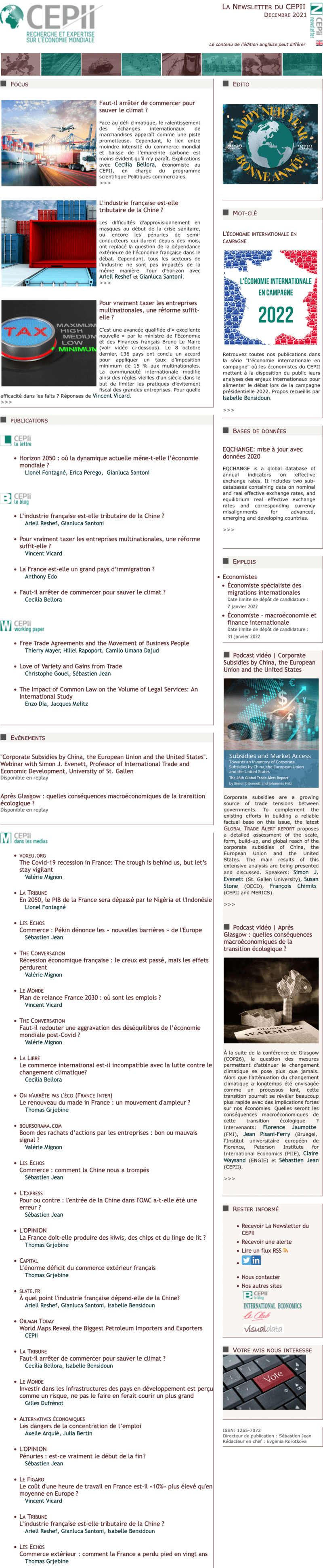 Newsletter CEPII