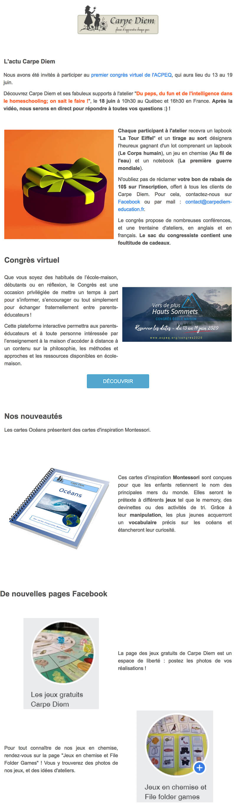 Newsletter Carpe Diem Education