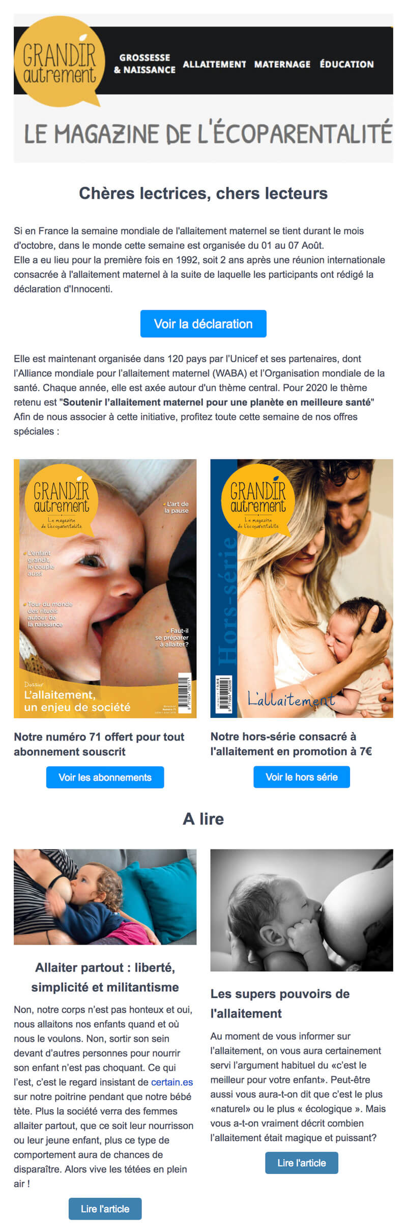 Newsletter Grandir Autrement