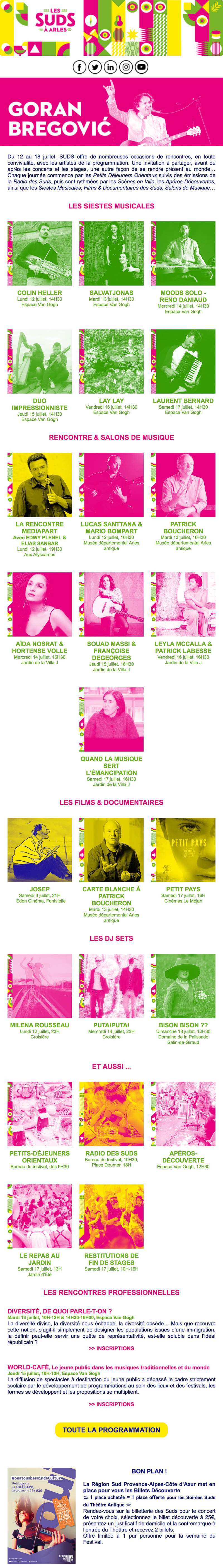 Newsletter Festival Les Suds