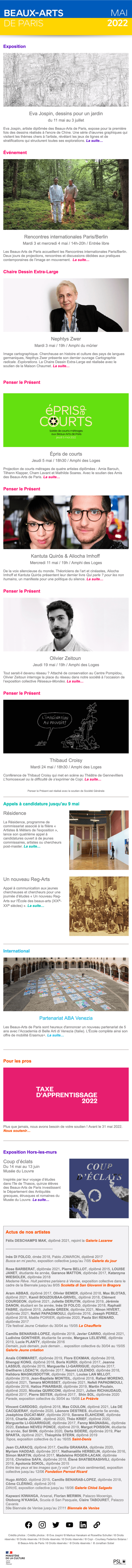 Newsletter Beaux-Arts de Paris
