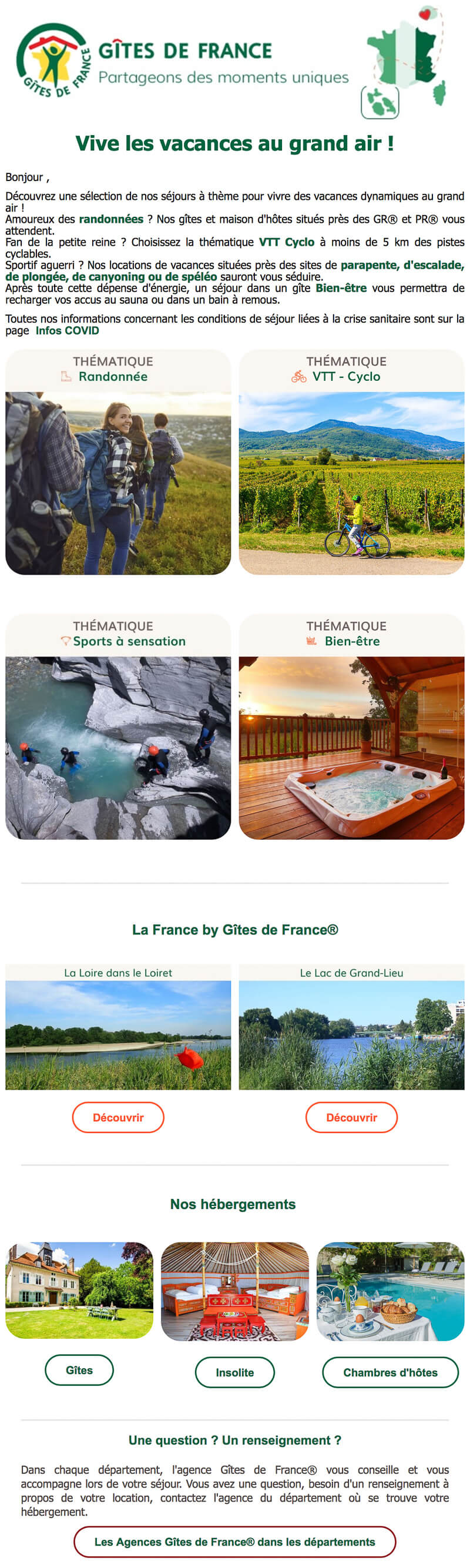 Newsletter Gîtes de France