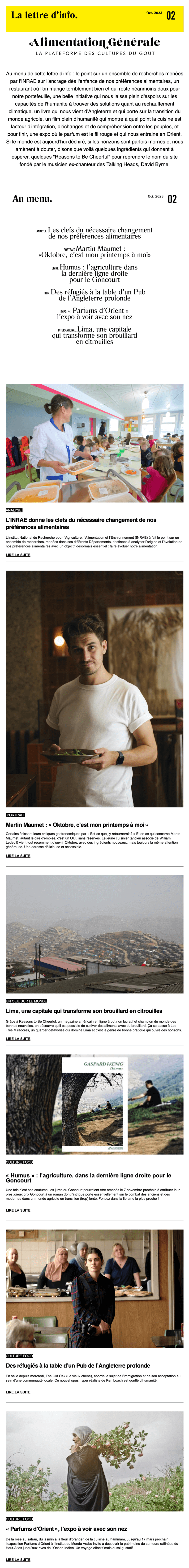 Newsletter Alimentation Générale