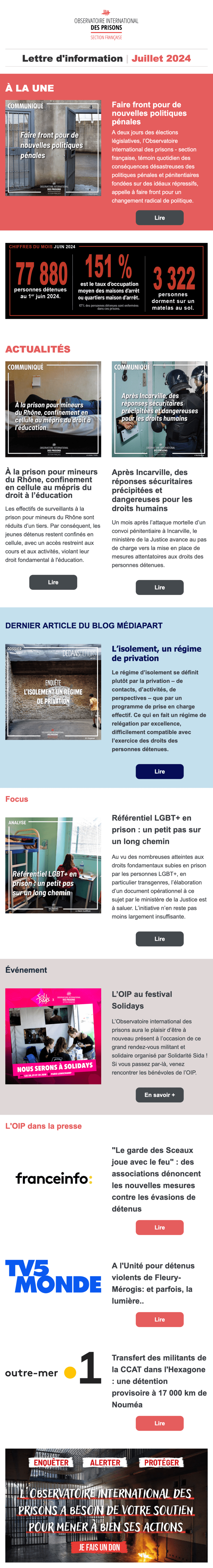 Newsletter Observatoire international des prisons