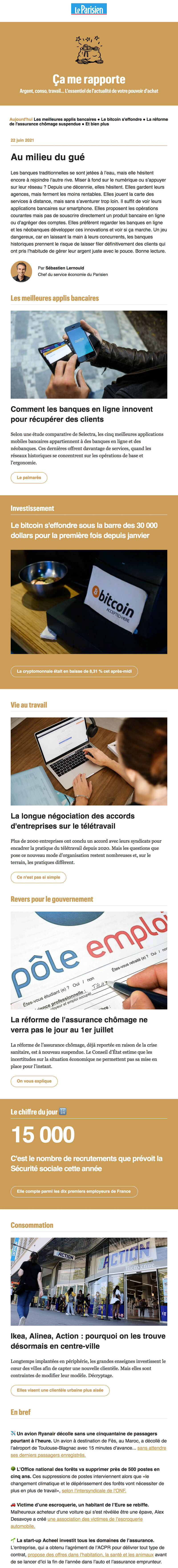Newsletter Le Parisien - Ça me rapporte
