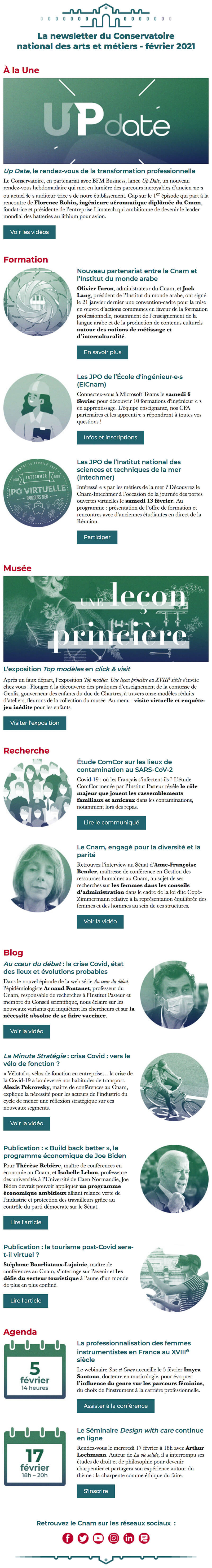 Newsletter Conservatoire national des arts et métiers