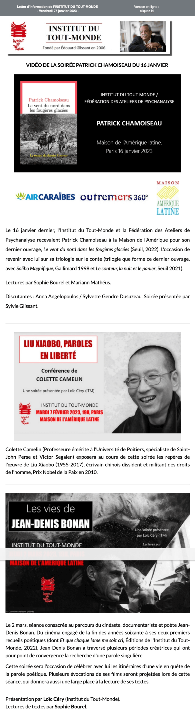 Newsletter Institut du Tout-Monde