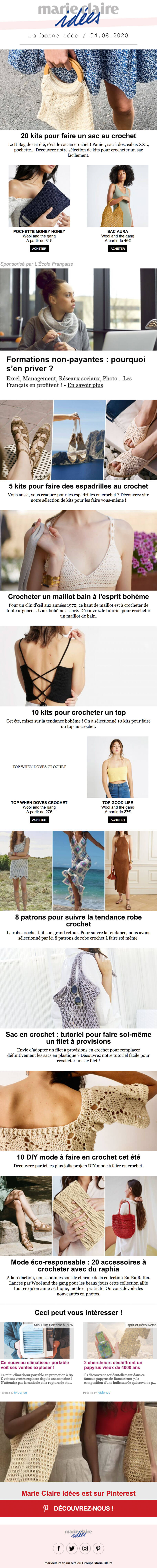 Newsletter Marie Claire - Idées