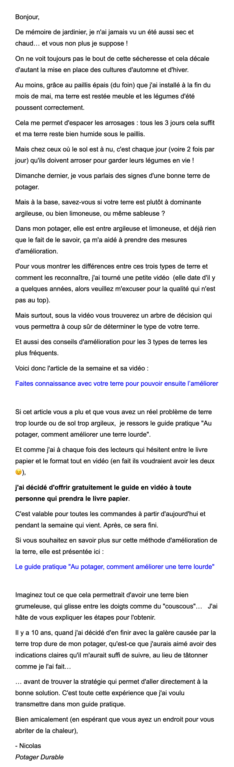 Newsletter Potager Durable