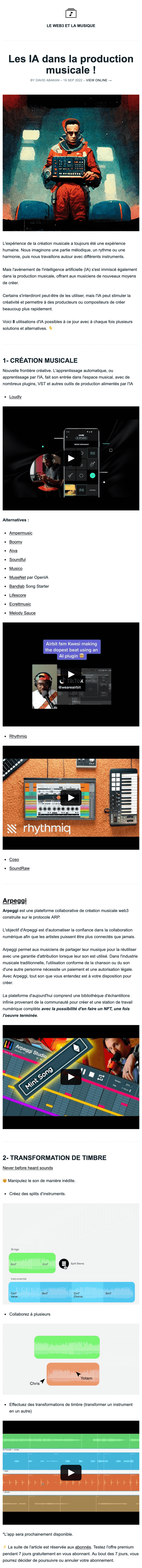 Newsletter Le Web3 et la Musique