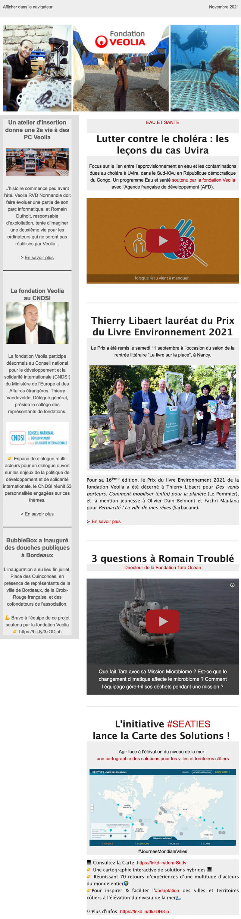 Newsletter Fondation Veolia