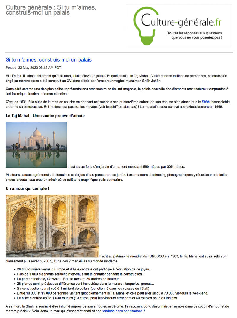 Newsletter Culture générale