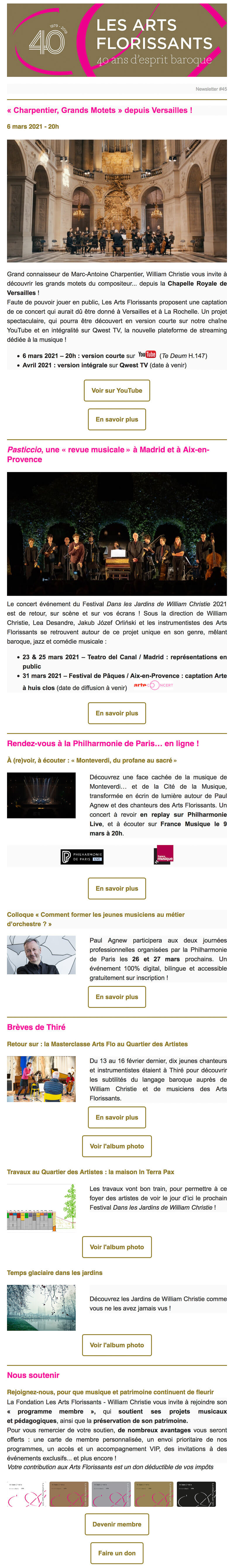 Newsletter Les Arts Florissants