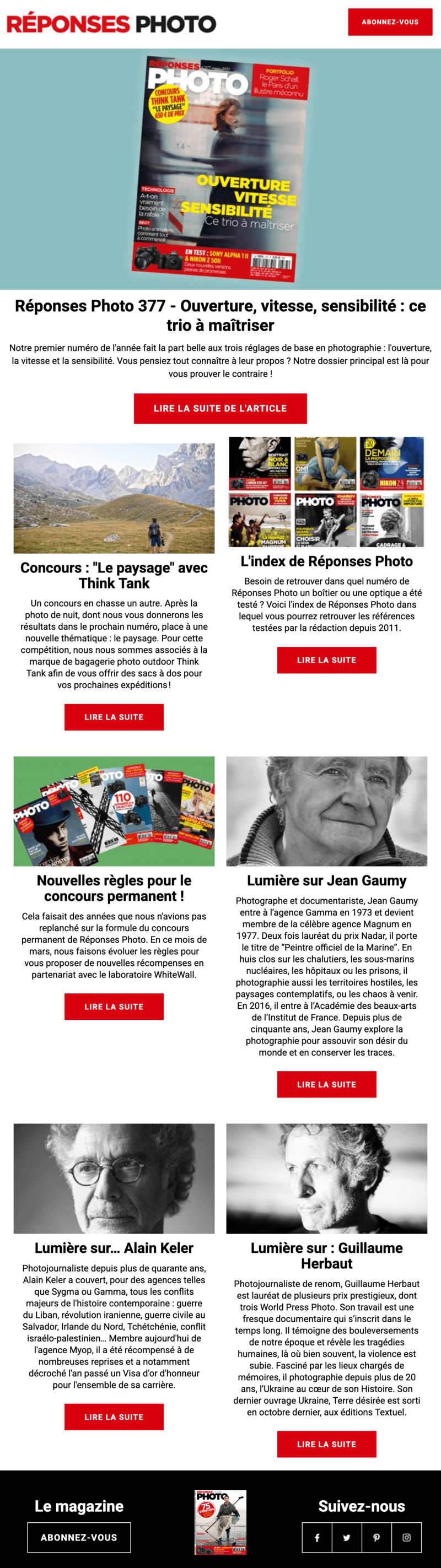 Newsletter Réponses Photo