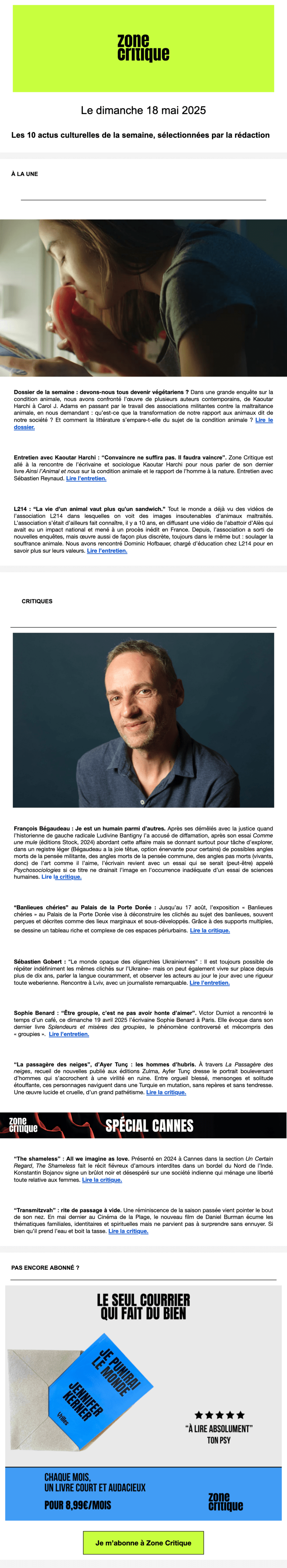 Newsletter Zone Critique