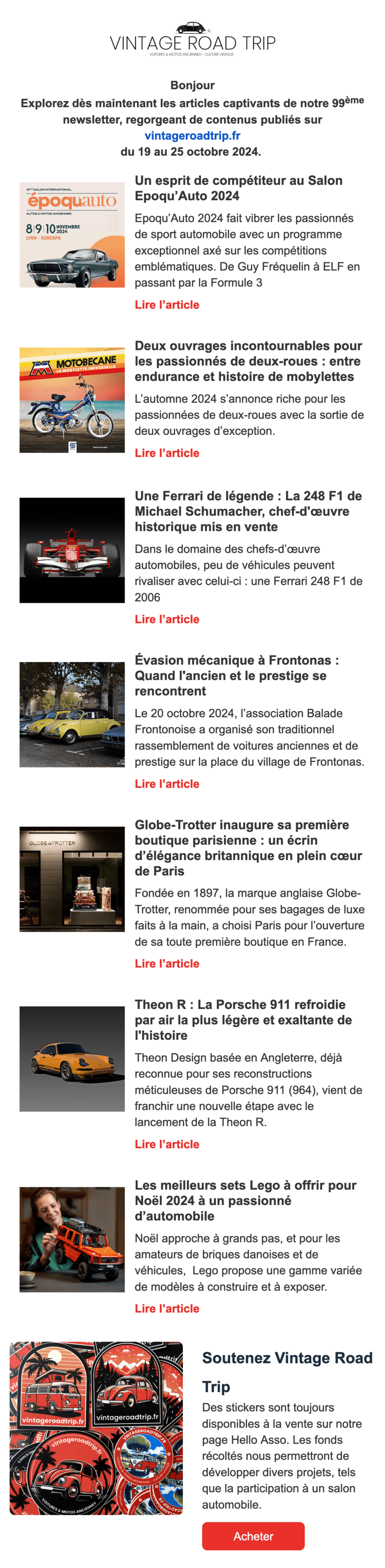 Newsletter Vintage Road Trip