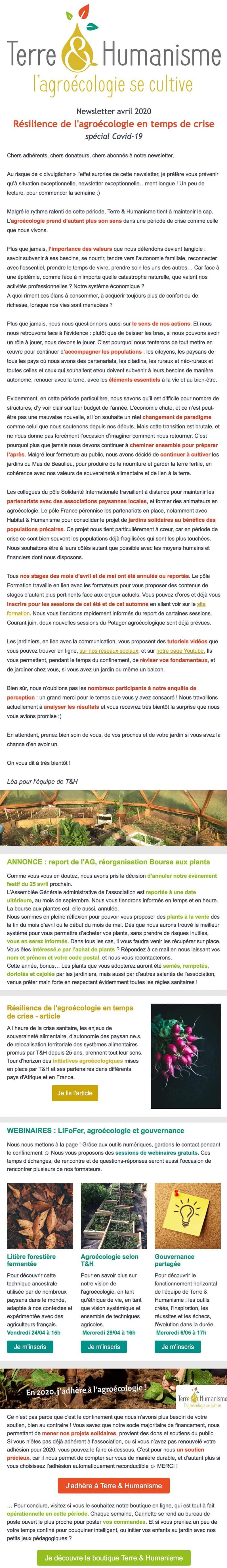 Newsletter Terre & Humanisme