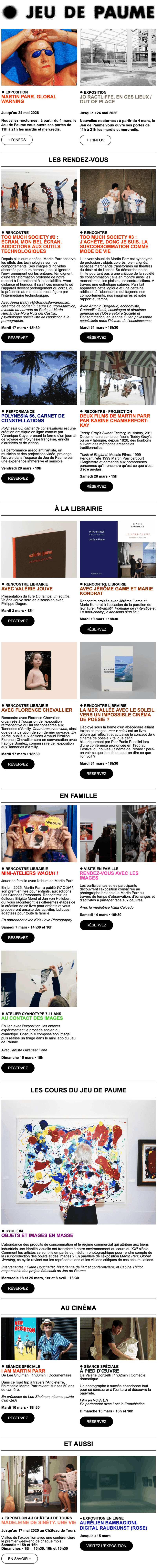 Newsletter Jeu de Paume