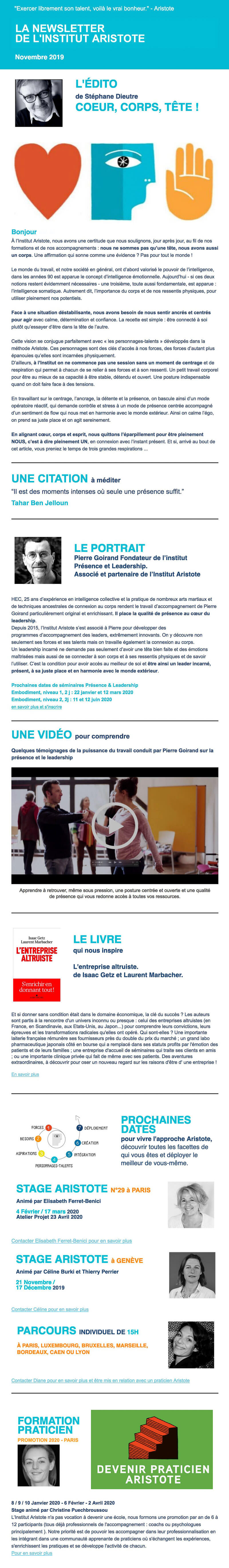 Newsletter Institut Aristote