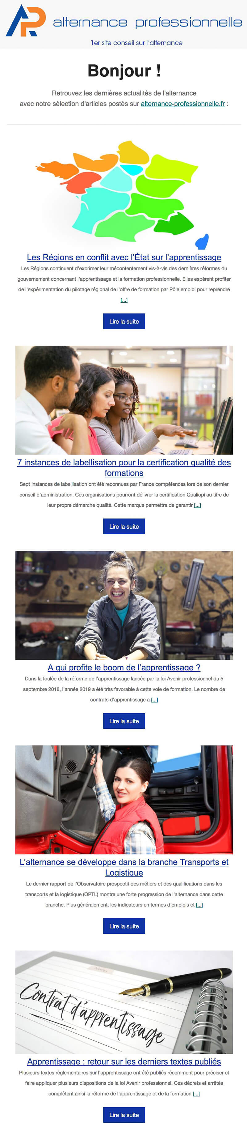 Newsletter Alternance Professionnelle