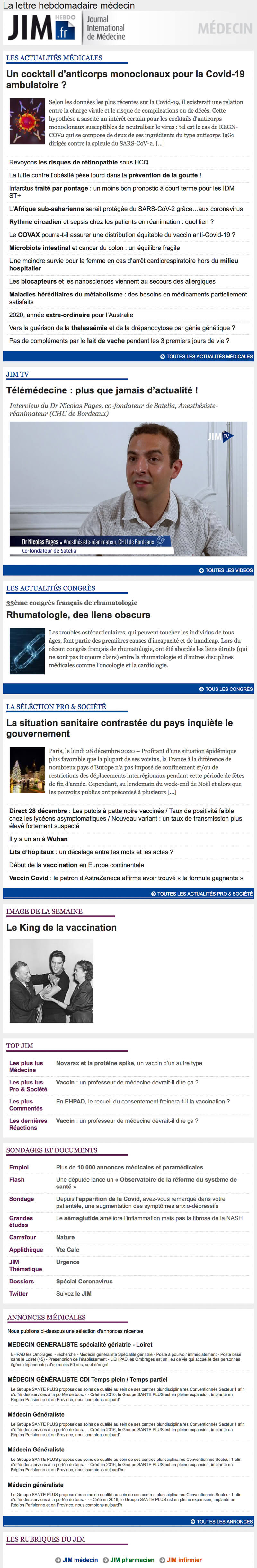 Newsletter JIM - Médecin
