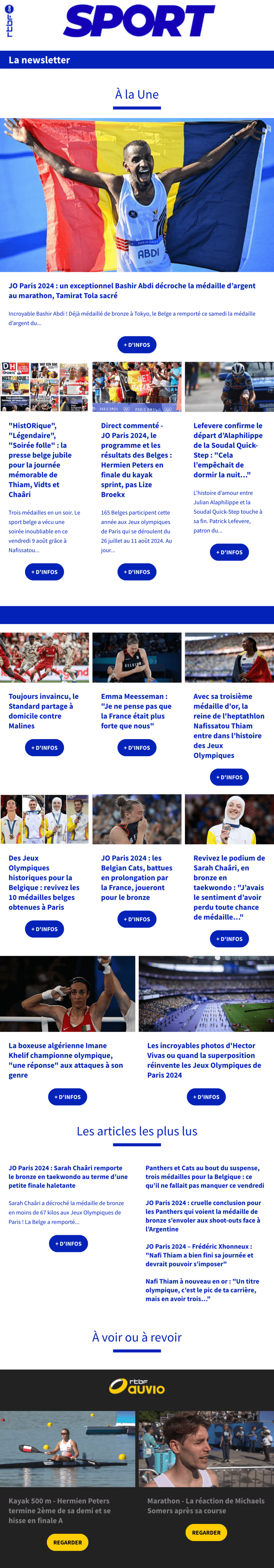 Newsletter RTBF Sport