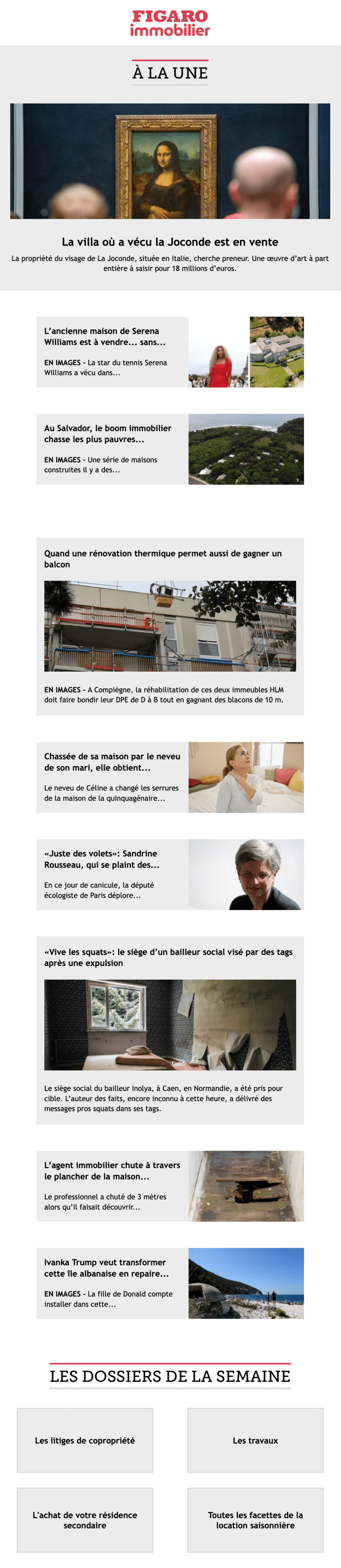 Newsletter Le Figaro - Immobilier