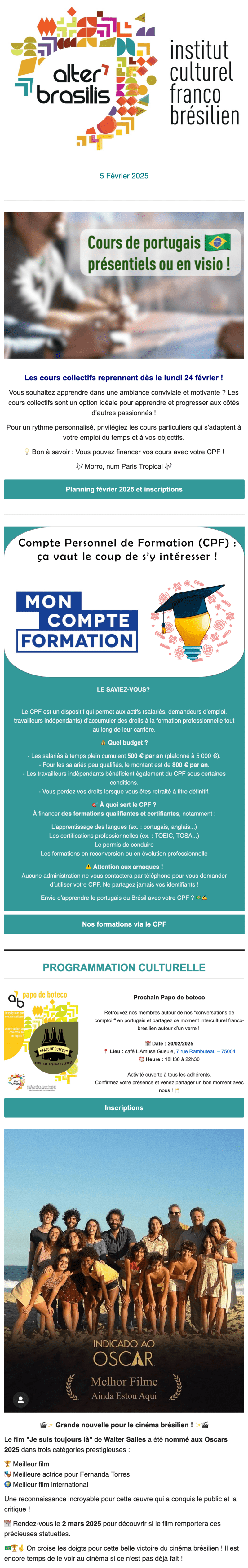 Newsletter Institut Franco-Brésilien alter'brasilis