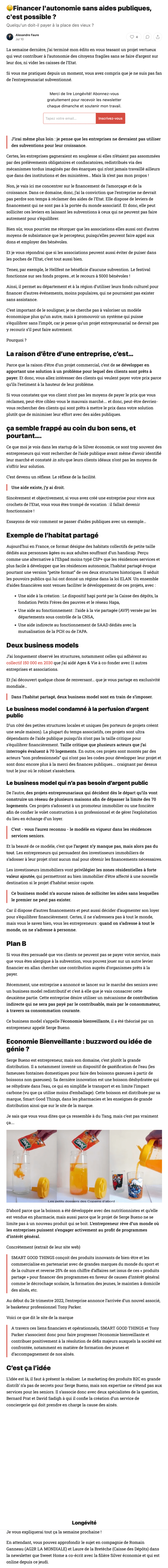 Newsletter Longévité