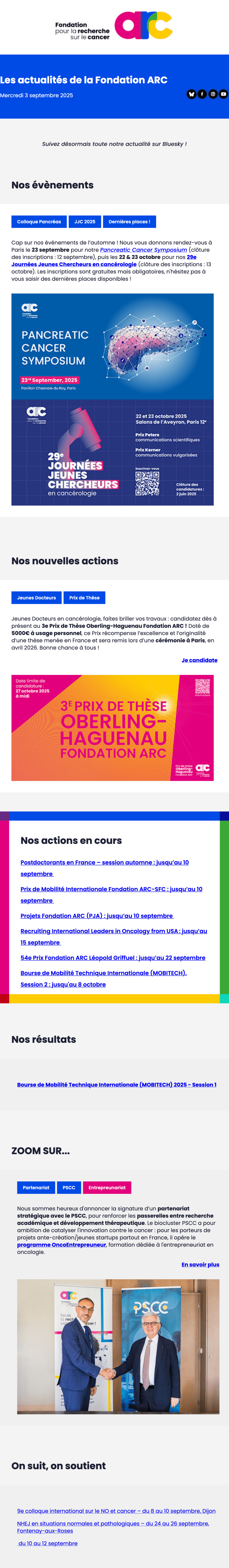 Newsletter Fondation ARC